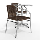 Flash Furniture – Table carrée de 23,5 po en aluminium avec 2 sièges en rotin, intérieur/extérieur (TLH24SQ020CHR2)-Garantie de 2 ans sur les pièces seulement