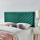 Modway Alyson Angular Channel Tufted Performance Velvet Twin Headboard - Teal-Performance Velvet Polyester Upholstery