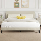 HOMCOM King Size Adjustable Headboard Platform Bed Frame - Light Grey-Soft corduroy upholstery adds cozy warmth to any bedroom decor