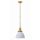 Hudson&Canal Elodie 12" Wide Pendant with Metal Shade - Matte White/Brass/Matte White-Modern industrial design for your entryway, foyer, or kitchen