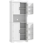 HOMCOM 73" H Kitchen Pantry Cabinet with Door Shelves - White-Two cabinets and 12 door shelves maximize storage space 