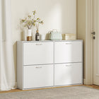 HOMCOM - Armoire à chaussures rabattable avec étagère en bois pour entrée - blanc-Étagères amovibles pour offrir de plus grands espaces de rangement 