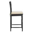 Modway - Jax Bois de chêne Tabouret de comptoir avec dossier ondulé en rasoir et coussin in Rayure noire d’avoine-Conception sans bras