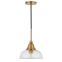 Hudson&Canal - Suspension Magnolia de 27,3 cm de large avec abat-jour en verre - Laiton/graines-Design moderne et contemporain pour votre entrée, votre foyer ou votre cuisine