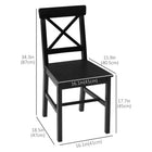 HOMCOM - Chaises de salle à manger style ferme en bois avec dossier croisé - noir - ensemble de 2-Structure en bois massif, stable et fiable à l'utilisation