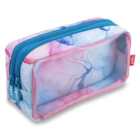 ZIPIT - Étui à crayons Half & Half, trousse scolaire à 2 compartiments pour filles, motif marbre-Amusante et transparente: Ajoutez une touche d’excitation à votre journée avec une trousse esthétique dotée d’un compartiment avant transparent, qui vous offre un aperçu de vos stylos et crayons colorés