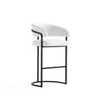 Manhattan Comfort Augusta 22.8" Modern Leatherette Upholstered Barstool - White-Modern Barstool with Backrest Perfect for Bar and Kitchen Use
