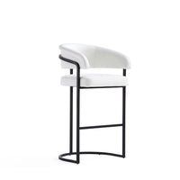 Manhattan Comfort - Augusta tabouret de bar moderne en similicuir rembourré 22,8" - blanc-Tabouret de bar moderne avec dossier parfait pour une utilisation au bar et dans la cuisine