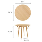 Modway Gallant 36" Dining Table - Oak-MDF Tabletop