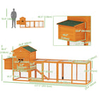 PawHut - Poulailler avec enclos extra large, maison pour poules en bois avec plateau coulissant-Plusieurs portes permettent d’accéder à l’intérieur 