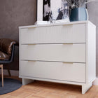 Manhattan Comfort Granville 37.8" Modern Dresser - White-Includes 3 Full Extension Drawers with Top Drawer Designed in Vertical Textured Ribbed Lines Made from Solid Wood.