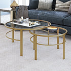 Hudson&Canal Gaia Round Nested Coffee Table - Brass-Product Dimensions: 36" L x 36" W x 18" H