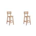 Manhattan Comfort Versailles 15.75" Industry Chic Counter Stool - Nature - 2 Pack-Modern - Industry Chic Cane Counter Stool Perfect Counter Height Bar and Islands. Set of 2