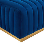 Modway Conjure Channel Tufted Performance Velvet Ottoman - Gold/Navy-Brushed Gold Metal Base