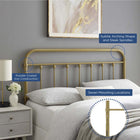 Modway Sage Metal Queen Headboard - Gold-Modern Farmhouse Style