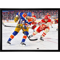 Leon Draisaitl Oilers 2023 Heritage Classic - Framed Canvas - 31" x 22"-Premium canvas print with gallery-wrapped edges