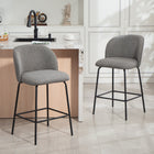 HOMCOM 27" Counter Height Modern Bar Stools with Back - Dark Grey - 2 Pack-Linen-look fabric paired with high-density foam delivers comfort
