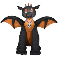 GEMMY Airblown Inflatable Halloween Winged Black/Orange Dragon - 37"-Lights up with bright, energy-efficient LED light