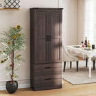 HOMCOM 67" H Tall Kitchen Pantry Cabinet with Adjustable Shelves - Espresso-Anti-tipping design enhances safety in your kitchen 