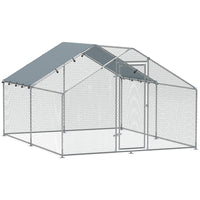 PawHut 75" H Outdoor Metal Chicken Coop with Cover and Lockable Door-Chicken run with a 110 sq.ft. (10.2 m²) area accommodates 10 to 15 hens for plenty of space 