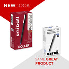 uni-ball Roller Rollerball Pens - 0.5mm - Blue - 12 Pack-Barrel Color and Construction: Black Matte