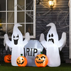 HOMCOM 4' Inflatable Ghosts with Tombstone and Pumpkin Halloween Decoration-4 ground stakes, 4 drawstrings and 4 sandbags ensure stability and sturdy standing 