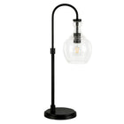 Hudson&Canal - Lampe de table arquée Verona de 68 cm de haut avec abat-jour en verre - Bronze noirci/grainé-Design moderne du milieu du siècle pour votre salon, votre espace de travail ou votre table de chevet