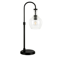 Hudson&Canal - Lampe de table arquée Verona de 68 cm de haut avec abat-jour en verre - Bronze noirci/grainé-Design moderne du milieu du siècle pour votre salon, votre espace de travail ou votre table de chevet