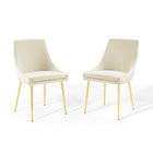 Modway Viscount Performance Velvet Dining Chairs - Gold/Ivory - 2 Pack-Vintage Modern Dining Chairs