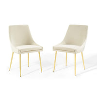 Modway Viscount Performance Velvet Dining Chairs - Gold/Ivory - 2 Pack-Vintage Modern Dining Chairs
