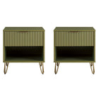 Manhattan Comfort - DUMBO Table de nuit moderne 1 tiroir 51 cm - Vert olive - Lot de 2-Moderne-contemporain avec une touche de glamour - Table de nuit pour chambre et salon, lot de 2