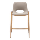 Zuo Desi Counter Stool - Beige/Gold - Set of 2-Plush and durable faux leather fabric
