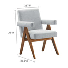 Modway Lyra Fabric Dining Room Chair - Light Grey - 2 Pack-Plywood Frame, Rubber Wood Legs