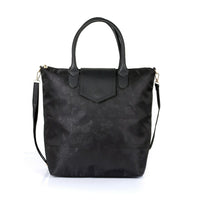 Karla Hanson® - Sac à provisions pliable Millie pour femmes, motif rose, rabat en similicuir noir-Sac à provisions pliable résistant à l'eau