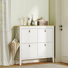 HOMCOM Shoe Cabinet with Flip Drawers in Narrow Design - White-5.1" (13 cm) bottom height for easy cleaning 
