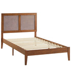Modway Sirocco Rattan and Wood Twin Platform Bed - Walnut-Twin Platform Bed With Headboard
