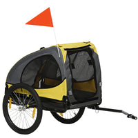 Aosom Pet Bike Trailer with Hitch Coupler for Medium Dogs - Yellow-Zippered doors for easy entry 