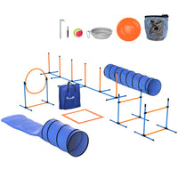 PawHut 11-Piece Dog Agility Training Equipment Set with Carrying Bag-Includes two tunnels, jumps, and poles for a complete professional course 