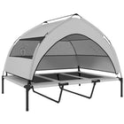 PawHut  Portable Raised Pet Cot with Removable Canopy and Storage Bag - Grey-Three-sided canopy offers dogs comprehensive sun protection 