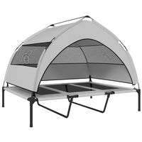 PawHut  Portable Raised Pet Cot with Removable Canopy and Storage Bag - Grey-Three-sided canopy offers dogs comprehensive sun protection 