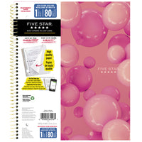 Five Star - Cahier Jellied Pink à 1 matière – 11 po H x 8 1/2 po l – 160 pages-80 feuilles lignées à réglure étroite qui résistent aux bavures d'encre. 