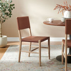 Modway Dover Wood Vegan Leather Dining Side Chairs - Natural - 2 Pack-Non-Marking Floor Glides