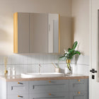 Kleankin Wall Mount Bathroom Mirror Cabinet with Three Doors - Grey-Mirrored doors to see easily when getting ready