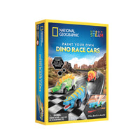 National Geographic Dino Racer Activity Kit-Paint T Rex, Stegosaurus and Triceratops pull-back cars then race to the finish