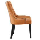 Modway Regent Tufted Vegan Leather Dining Chair - Tan-Solid Wood Legs