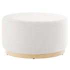 Modway Tilden Large 29" Round Performance Velvet Upholstered Ottoman - Alabaster/Natural-Performance Velvet Upholstery