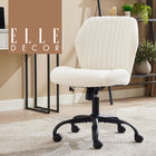 Elle Decor - Chaise de travail en tissu Kylian - Crème-Rainure cousue élégante sur le dossier pour une texture et un style raffinés