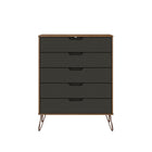 Manhattan Comfort Rockefeller Mid-Century Modern Bedroom Dresser 2-Piece Set - Nature/Textured Grey-Perfect for Storage or Display Items. Anti Tip Kit Included.