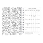 Blueline 2027 DoodlePlan Weekly/Monthly Colouring Planner with Twin-Wire Binding - 8" x 5" - Botanica - Bilingual-Each page has a colouring area