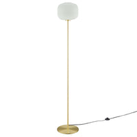Modway - Reprise Sphère de verre Verre et métal Lampe sur pied, Laiton en satin blanc-Lampe de pied sphérique